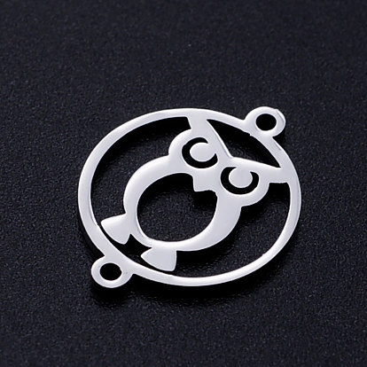 201 Stainless Steel Links Connectors, Circle with Owl, For Halloween