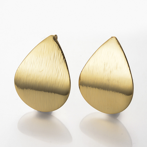 Ear Stud Findings, with Loop, Nickel Free, Real 18K Gold Plated, Teardrop