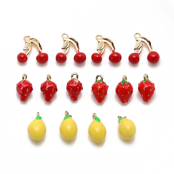 Латунь эмаль прелести, золотые, вишневый и клубничный шарм
