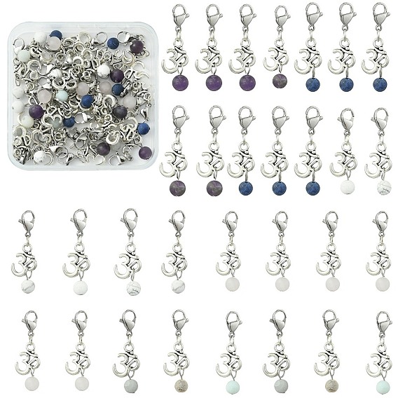 Природных драгоценных камней подвески, с сплава Ом подвески и латуни когтя омара застежками