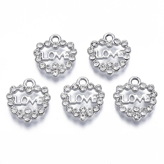 Legierungscharme, mit Strass-Kristall, cadmiumfrei und bleifrei, Herz