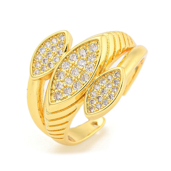 Широкое открытое кольцо-манжета с прозрачным фианитом «конский глаз», латунные кольца на палец для женщин