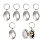6Pcs 316 Stainless Steel Locket Pendant Keychain, Oval, with Iron Rings