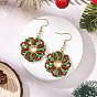 Pendientes colgantes de cristal navideños, Guirnalda de la Navidad, con 304 de acero inoxidable ganchos pendiente, dorado
