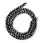Natural Black Stone Beads Strands, Faceted, Flat Round