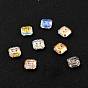 2-Hole Square Glass Rhinestone Buttons, Faceted
