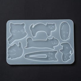 DIY Silicone Molds, Resin Casting Molds, Clay Craft Mold Tools, for Hair Clip Makings, Cat