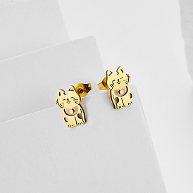 304 из нержавеющей стали серьги, форма кошки