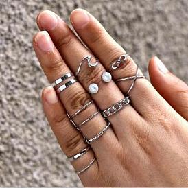Minimalist Gothic Vintage Black Heart Spade Ring Set for Women