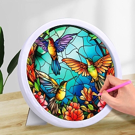 Hummingbird DIY Diamond Painting Kit, Including Acrylic Rhinestones Bag, Diamond Sticky Pen, Tray Plate, Glue Clay and Canvas