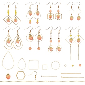 SUNNYCLUE DIY Flower Earring Making Kits, Including Handmade Natural Real Flower Dried Pendants, Natural Malaysia Jade & Glass Beads, Brass Earring Hooks & Cable Chains & Linking Rings