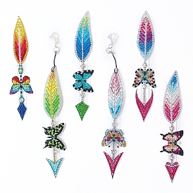6Pcs Butterfly DIY Diamond Painting Bookmarks Kits, including Resin Rhinestones, Diamond Sticky Pen, Tray Plate and Glue Clay