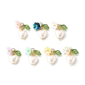 Абс пластика имитация жемчуга, сердце, с золотой железной петлей