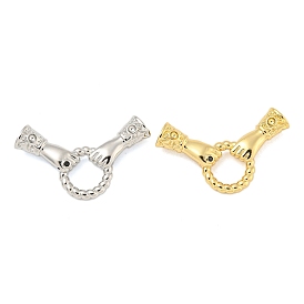 Brass Micro Pave Cubic Zirconia Fold Over Clasps, Long-Lasting Plated, Lead Free & Cadmium Free, Hand