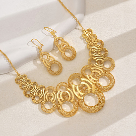 Комплекты из полых круглых серег и ожерелий из латуни для женщин