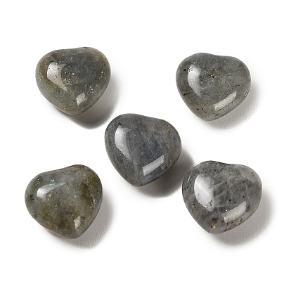 Natural Labradorite Heart Love Stone, Healing Pocket Palm Stone for Reiki Balancing