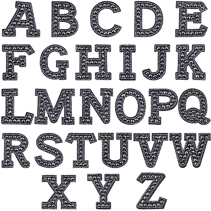 Патчи со стразами из смолы алфавита, буква a~z утюжить/пришить аппликации, аксессуары для костюма, для одежды, сумка брюки