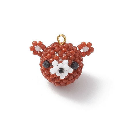 Подвески из натуральной черной шпинели с ограненными круглыми бусинами и стеклянными бусинами, рождественские подвески в виде оленей с железными петлями, золотые