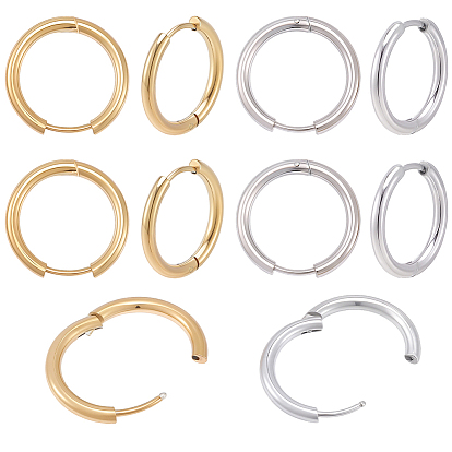 20Pcs 2 Colors 202 Stainless Steel Huggie Hoop Earrings, Hypoallergenic Earrings, with 316 Surgical Stainless Steel Pins