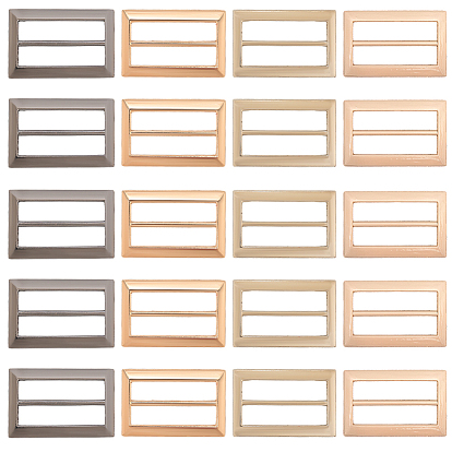 20шт 4 цвета пряжки из сплава, пряжки-регуляторы с тремя скользящими фиксаторами, прямоугольные