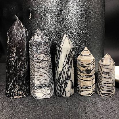 Baguettes en pierre de guérison en pierre de netstone naturelle, Pour la décoration de thérapie de méditation de chakra reiki, prisme hexagonal