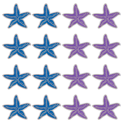 16 шт. 2 цвета самоклеящиеся нашивки с компьютерной вышивкой на ткани с изображением морских звезд, аксессуары для костюма, аппликация