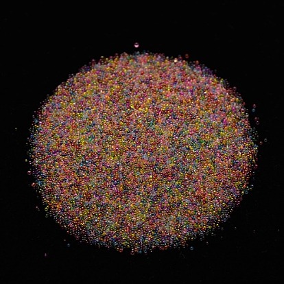 Стекло икра ногтей бисером, микро бисером, без отверстия , прозрачные цвета, 0.4~0.6 мм