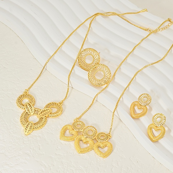 Элегантные латунные серьги-гвоздики и ожерелья с подвесками для женщин