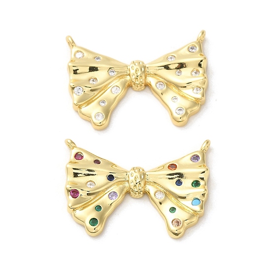 Настоящие 18 k позолоченные латунные подвески с микропаве и кубическим цирконием, без кадмия и без свинца, бантом