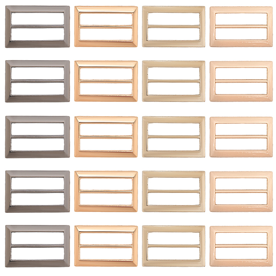 20шт 4 цвета пряжки из сплава, пряжки-регуляторы с тремя скользящими фиксаторами, прямоугольные