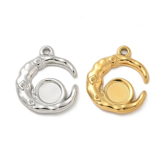 Ионное покрытие (ip) 304 подвеска из нержавеющей стали с кабошоном, луна