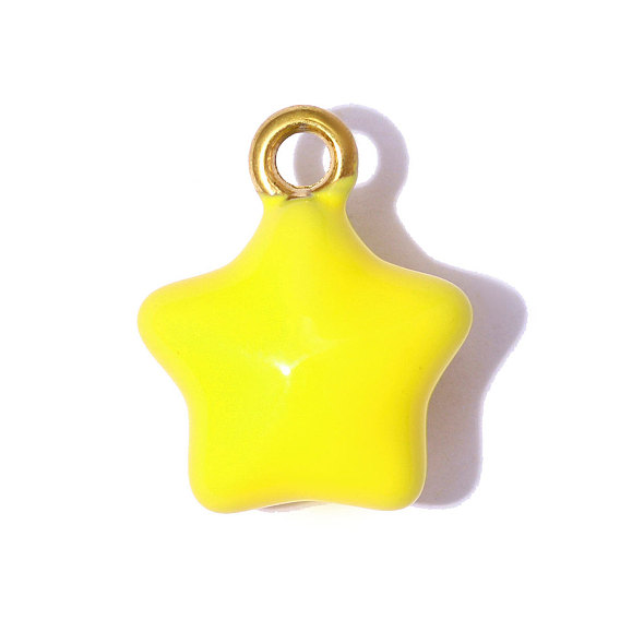 304 подвески из нержавеющей стали, с эмалью, звезды прелести, зеркальная полировка, ионное покрытие (ip), реальный 18 k позолоченный