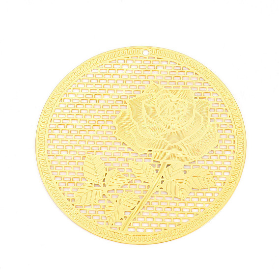 Латунные филигранные большие подвески, круглый и цветочный, гравированные металлические украшения