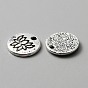 Tibetan Style Alloy Pendants, Flat Round with Lotus Charms