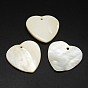 Heart Freshwater Shell Pendants, 33x33x1.5~5mm, Hole: 2mm