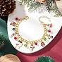 Рождественские браслеты с подвесками из сплава и эмали для женщин, со стеклянными бусинами и застежками из лобстера из цинкового сплава