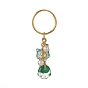 Transparent Glass Keychain, with Glass Beads and Iron Split Key Rings & Rhinestone Beads