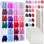 ABS Plastic Pure Color Press On False Nails, Nail Art Decoration Accessories, with Adhesive Tapes & Manicure File and Stick