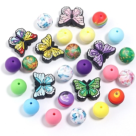 25шт. бабочки и круглые силиконовые фокусные бусины, изготовление ожерелий diy