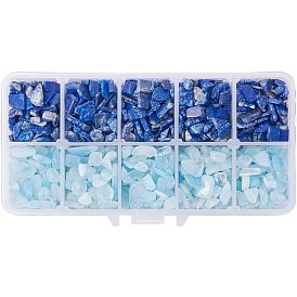 Natural Lapis Lazuli & Natural Aquamarine Chips Beads, No Hole/Undrilled