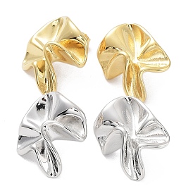304 Stainless Steel Stud Earrings, Manual Polished, Flower Ear Studs for Women