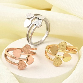 Текстурированное сердце 304 кольцо из нержавеющей стали для женщин, ионное покрытие (ip)