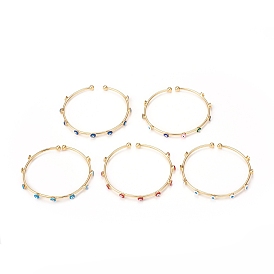 Латунные браслеты-манжеты с покрытием стойки, эмалированные браслеты от сглаза для женщин и мужчин, реальный 18 k позолоченный, долговечный, без кадмия и без свинца