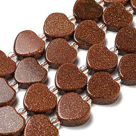 Synthetic Goldstone Beads Strands, with Seed Beads, Heart