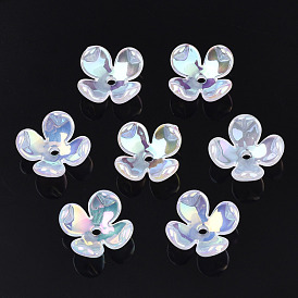 4-Petal Electroplate Acrylic Bead Caps, Flower