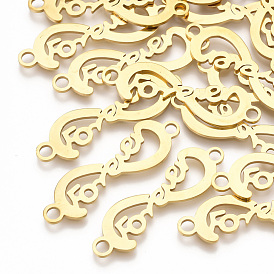 201 Stainless Steel Links Connectors, Laser Cut Links, Infinity with Word Forever