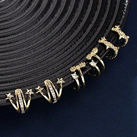 Латунные серьги-манжеты из прозрачного кубического циркония, звезда