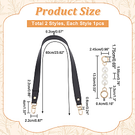 2 шт 2 стиль pu искусственная кожа/abs пластик имитация жемчуга ручки для сумки, Сплав с застежками