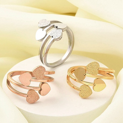 Текстурированное сердце 304 кольцо из нержавеющей стали для женщин, ионное покрытие (ip)