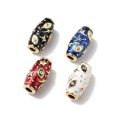 Бусины из микрофибры из рисовой латуни с кубическим цирконием, с эмалью, стойки покрытие, без кадмия и без свинца, долговечный, реальный 18 k позолоченный